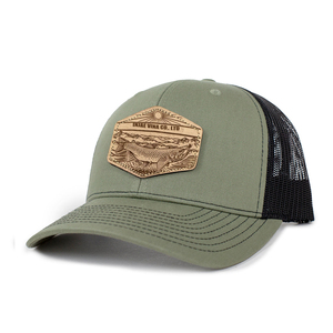 Casquette de chasse camouflage à 6 panneaux en maille Gorras avec logo en cuir personnalisé Casquette en coton vert camouflage Ri112 Casquette de camionneur - Product Image 3