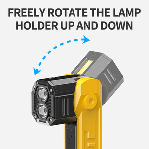 Lampe de travail multifonction Strong Wolf, batterie rechargeable 18650, LED COB, lampe torche portable avec aimant et clip - Product Image 3