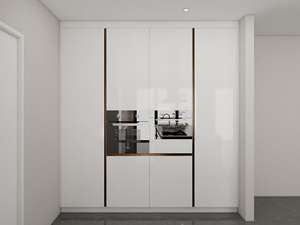 Modern White and Grey High Gloss Finish Kitchen <b>Cabinets</b> Set Islands - Product Image 2