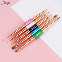 Kit de manucure professionnel : Pinceau double embout multicolore à manche métallique pour nail art, liner 3D et pinceau plat ombré avec capuchon