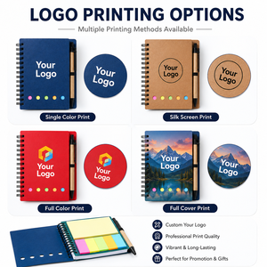Custom Eco <b>Notebook</b> Set with Pen Sticky Notes Logo Printed Spiral Memo <b>Pad</b> Recycled Paper Office School Promotional Gift - Product Image 2