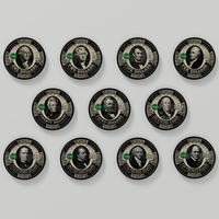 Jetons de poker en céramique vierges de 12,7 grammes, 3,3 mm, Dead Presidents Blackjack Texas Hold'em, avec logo personnalisé par sublimation, 43 mm, 12g, motif dollar USD