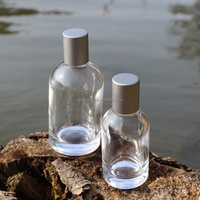 Botol Parfum Kaca Lab Mewah 30ml, Leher Bulat, Transparan, dengan Pompa Semprot, Kosong