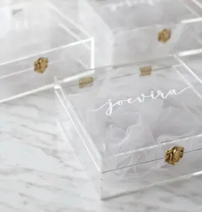 Caixa de presente transparente personalizada, caixa de presente transparente acrílica com fechamento