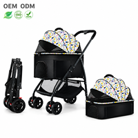 Poussette pour animaux de compagnie pour chats et petits chiens, cabine détachable, cadre pliable, roues en EVA, vente en gros sous marque privée