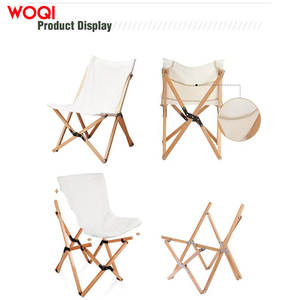 Silla Plegable Woqi, Silla Portátil para Acampar al Aire Libre, Tela Oxford Blanca, Madera de Haya, Silla de Jardín con Bolsa de Transporte - Product Image 3