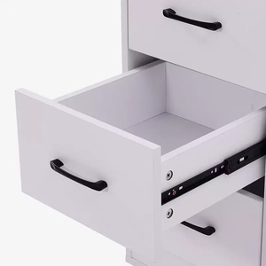 White Mobile Salon Trolley Cabinet With 3 <b>Drawers</b> Side Bottle Tray Rolling Wheels <b>Lockable</b> Storage Barber Tool Cabinet For Salon - Product Image 2