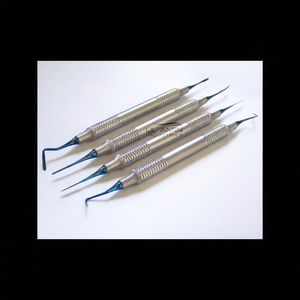 Juego de 4 Instrumentos Dentales para Rellenos de Composite con Certificación CE, Puntas Azules Precisas, Acero Inoxidable, Peso Ligero! - Product Image 1