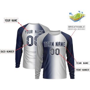 Custom Gradient Long Sleeve Baseball Jersey Unisex Moisture Wicking Personalized <b>Name</b> Number Team Sport Shirt - Product Image 3