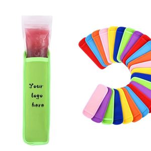 Sacs isothermes réutilisables en néoprène imperméables pour bâtonnets glacés, avec logo personnalisé, 14 couleurs unies, anti-gel - Product Image 1