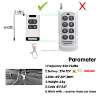 Transmisor Inalámbrico Universal RF433 Mhz de 50m, Control Remoto de Mano de 4 Botones para Control de Luces/Puertas de Garaje, Señal Estable