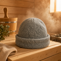Chapeau de sauna en laine mérinos 100% premium, tricoté, doux et respirant, bonnet Banya, protection thermique, accessoire de soin des cheveux, personnalisation du logo