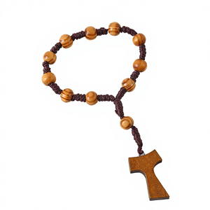 Cadena de Rosario de Moda con Nudos de Madera de Curry, 8mm, para Oración, Bautismo, Regalo Unisex, Joyería - Product Image 1