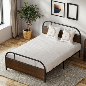 Cama doble resistente de alta calidad para el hogar, precio de fábrica, estructura de cama de acero y madera de gran tamaño - Product Image 1
