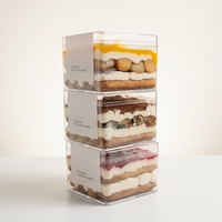 Boîte à dessert en plastique PS transparent sur mesure en gros, emballage scellé recyclable pour tiramisu, biscuits, bonbons
