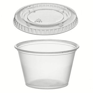 Vasos Apilables Desechables de Plástico Transparente Negro para Salsas, Condimentos y Aderezos, Aptos para Alimentos, Muestras Gratis Disponibles - Product Image 1