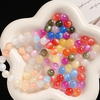 Manik-manik resin bulat 8/10/12mm yang berubah warna secara instan, manik-manik resin mata kucing yang berubah warna untuk gelang dan kalung DIY