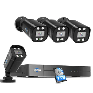 Hiseeu H.265 5MP人工智能卫士视图户外有线AHD数字录像机套件IP闭路电视4CH家庭安全8频道闭路电视摄像系统