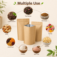 Sachet Doypack en papier kraft doublé de papier aluminium réutilisable, qualité alimentaire, anti-humidité et anti-poussière, pour grains de café, sac en papier personnalisé