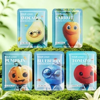 Masque en tissu apaisant antioxydant à la myrtille, hydratant et réparateur, marque privée, logo personnalisé, 25 ml, végétalien, vente en gros