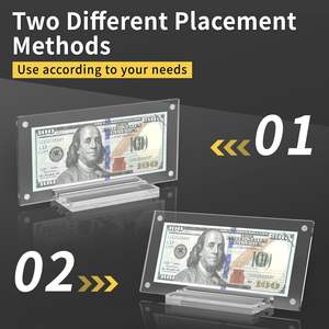 Marco de exhibición de billetes de dólar de acrílico al por mayor, soporte transparente de plexiglás con base para billetes de banco para negocios minoristas - Product Image 6