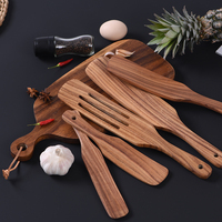 Ensemble de spatules en bois de teck, spatule à steak à long manche, spatule à pizza, spatule de cuisson, poêle antiadhésive en bois, ensemble d'ustensiles de cuisine