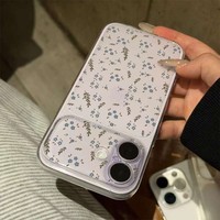 Coque de téléphone transparente tendance bleue à petites fleurs pour iPhone 17 Air 16 14 15 Pro Plus 18 13 12 11 Pro Max XR XS MAX