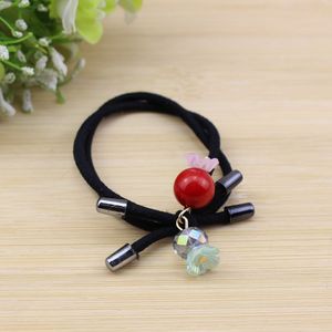 Korean Style Hair Tie Red <b>Bean</b> Bead Elastic Ponytail Holder Casual Fabric Headdress - Product Image 2