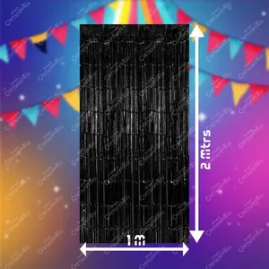 2 tende in carta metallizzata nera per decorazioni per feste - Product Image 1