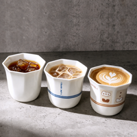 Vente en gros de tasses à café en céramique octogonales de 280 ml, tasses à thé portables écologiques, en vrac pour la maison, le café, les voyages, l'hôtel