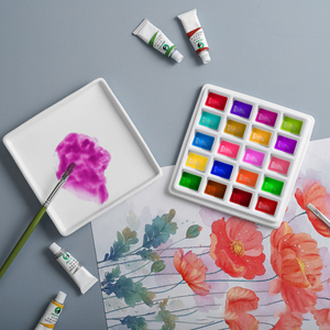 <span class=keywords><strong>Palette</strong></span> <span class=keywords><strong>de</strong></span> <span class=keywords><strong>peinture</strong></span> carrée en céramique avec couvercle, plateau <span class=keywords><strong>de</strong></span> mélange à 12/20 compartiments, pour aquarelle, gouache, encre, acrylique, matériel artistique, <span class=keywords><strong>facile</strong></span> à nettoyer - Product Image 2