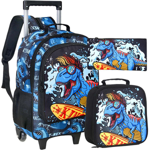Nuevo Juego de Maletas con <span class=keywords><strong>Ruedas</strong></span> 3 en 1 para Niños, Diseño de <span class=keywords><strong>Dinosaurio</strong></span> de Dibujos Animados, <span class=keywords><strong>Mochila</strong></span> Infantil con Lonchera - Product Image 5