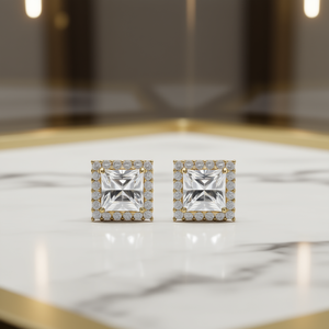 Pendientes de Diamantes con Corte Princesa Aibeca Station, Oro Sólido de 18K, Clásicos para Uso Diario de Mujer - Product Image 2