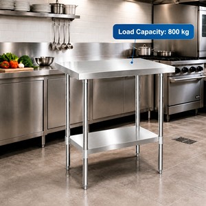 Banco da Lavoro Commerciale in Acciaio Inox 304/201, Finitura Opaca Spazzolata, Capacità di Carico 300kg/m, per Aree di Preparazione Alimenti e Cucine Commerciali - Product Image 6