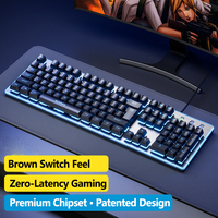 Nouveau clavier de jeu USB filaire LED coloré avec 104 touches et structure métallique pour le confort et le style