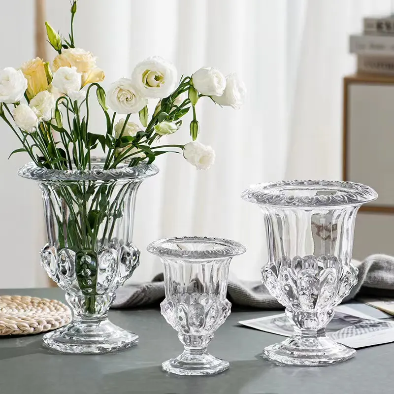 Trompeta tallo alto decoración de la boda centros de mesa Murano grandes jarrones de cristal para arreglo floral