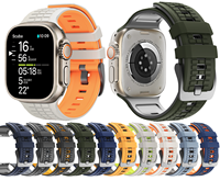 Correa de Reloj de Silicona Táctica con Textura Resistente, Diseño de Dos Tonos, Correa Deportiva Duradera para Apple Watch Ultra/SE