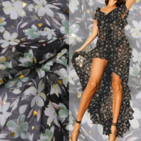 Tissu en mousseline de soie doré 30D tissu en polyester crêpe mousseline de soie pour vêtements robe femme