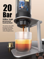 Machine à café expresso électrique portable automatique en acier inoxydable, système de brassage, pression de 20 bars, pour extérieur/voiture/hôtel/usage domestique