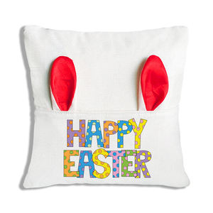Vente en gros housse de coussin en lin blanc de Pâques par sublimation taies d'oreillers de poche avec oreilles de <span class=keywords><strong>lapin</strong></span> personnalisées - Product Image 3