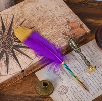 Stylo à plume rétro britannique à dégradé de couleurs pour étudiants, stylo créatif pour les fêtes, papeterie de Noël, emballage simple