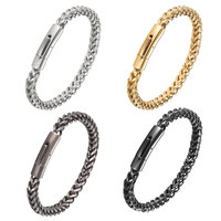 Bracelet en acier inoxydable plaqué or 14k 18k PVD tendance anti-ternissement, logo de marque personnalisé en gros, pour femmes et hommes