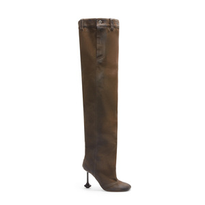 2024 Autumn Winter New Foreign Trade Head Toe Super High Heel Artificial Pu Upper Long <strong>Slouch</strong> <strong>Boots</strong> Large Toe Sexy Over-the-Knee - Product Image 3