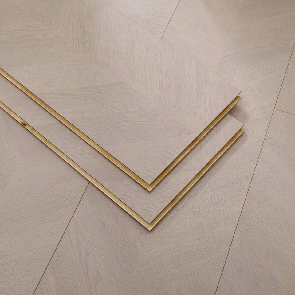 Light Cream Oak Texture Herringbone Laminate Flooring, AC4 HDF Parquet ...