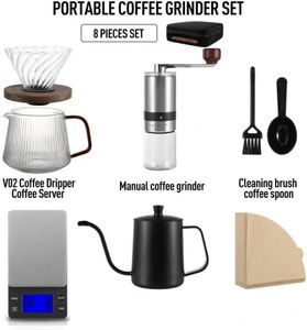 Eco-Friendly Stainless Steel Ceramic Burr Manual Drip Travel Bag Gift Box Packaging Grinder Pot Kettle Pour Coffee Maker <b>Set</b> - Product Image 4