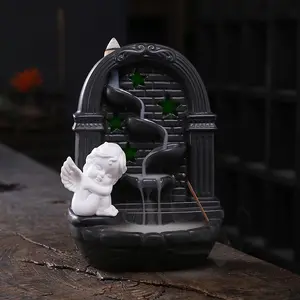 Factory Home Decoration Holder Love Cupid shape Burners Ceramic Waterfall Backflow Incense Burner