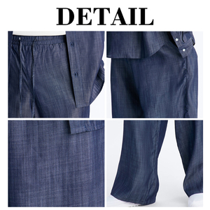 Pantalon large décontracté KingSen pour homme, style américain, en lyocell indigo délavé, léger et respirant, effet denim - Product Image 6