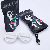 Lunettes LED rechargeables à commande vocale Shutter Shade, lunettes de soleil lumineuses activées par le son et la musique pour les fêtes et les festivals