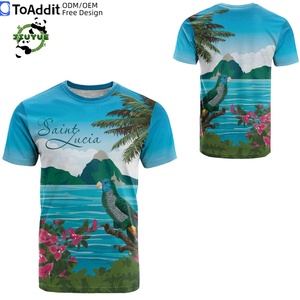 เสื้อยืดลายธงชาติเซนต์ลูเซียสำหรับผู้ชาย เสื้อยืดพิมพ์ลายตราแผ่นดิน 3 มิติ เสื้อยืดกีฬา คอกลม แขนสั้น สไตล์ลำลอง เสื้อยืดโอเวอร์ไซส์ - Product Image 2