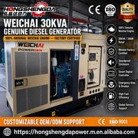 Groupe électrogène diesel authentique Weichai 30 kVA 24 kW, moteur certifié d'usine d'origine, coffret insonorisé, contrôleur intelligent, CE ISO